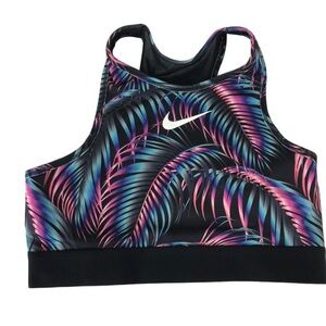 Nike Women's Tropical Print Sports Bra Dri-Fit- Black and Pink